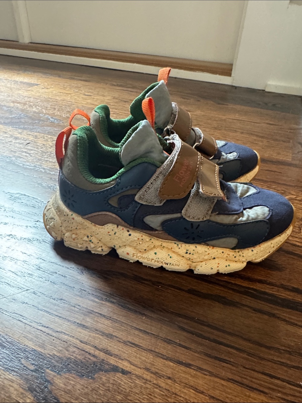 Flower Mountain Toddler Kids Navy & Green Velcro Active Sneakers